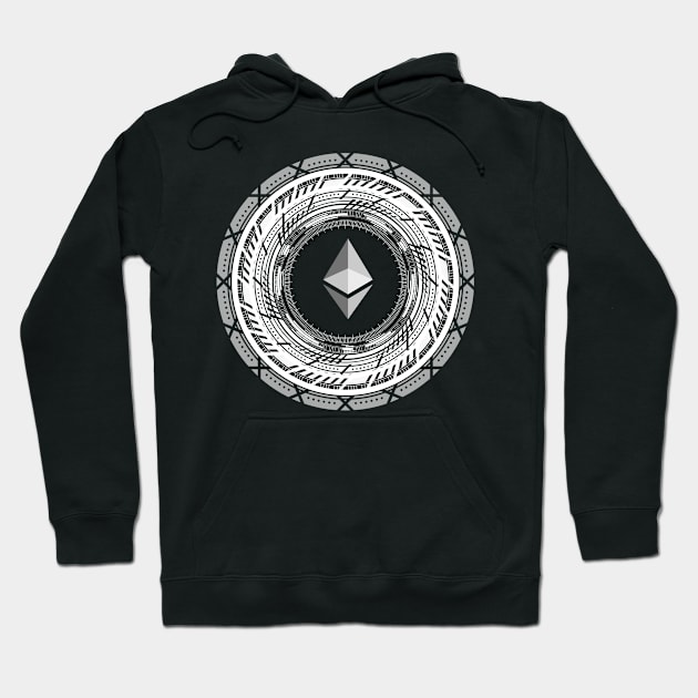 Ethereum logo in Hi-Tech graphic design Hoodie by cryptogeek